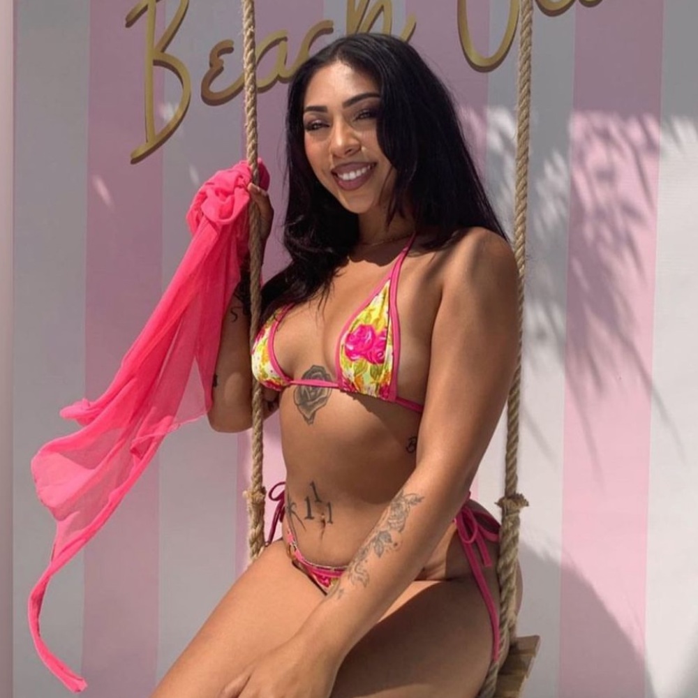 g string pink floral bikini